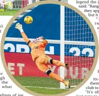  ??  ?? Two of Allan Mcgregor’s world-class saves this season, against Slavia Prague in the Europa League (above) and Celtic in the Old Firm win at Ibrox back in January