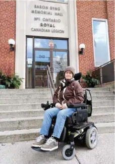  ?? JOANNA LAVOIE/METROLAND ?? Stephanie Ball contacted the city after learning the location of a meeting about an accessible housing building was not wheelchair-accessible.