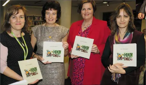  ??  ?? Dearbhla Ní Laighan, author Alice McLoughlin, Marion Rackard of the HSE and Mirona Mara, who did the illustrati­ons for the book.