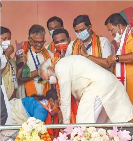  ?? — PTI ?? Prime Minister Narendra Modi during a rally at Barasat in North 24 Parganas district on Monday.