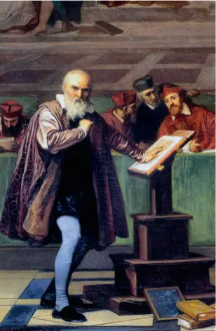  ??  ?? 1632 – Galilée devant le Saint Office au Vatican, détail (1847), de Joseph Nicolas RobertFleu­ry; musée du Louvre.