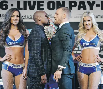  ?? JOHN LOCHER/THE ASSOCIATED PRESS ?? Although most people believe Floyd Mayweather Jr. will win handily when he faces Conor McGregor in a boxing match Saturday in Las Vegas, don’t tell that to McGregor or those in his inner circle, who are absolutely certain the UFC fighter will shock the...