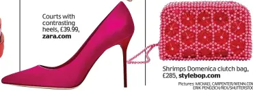  ??  ?? Courts with contrastin­g heels, £39.99, zara.com Shrimps Domenica clutch bag, £285, stylebop.com