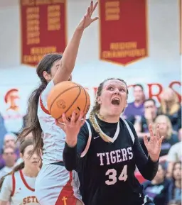  ?? ALEX GOULD/THE REPUBLIC ?? Millennium forward Kayda Pierce shoots during a game against Seton Catholic in Chandler on Feb. 20.