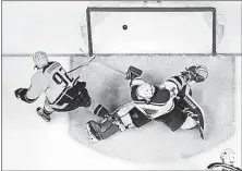  ?? [MARK HUMPHREY/THE ASSOCIATED PRESS] ?? Nashville Predators center Ryan Johansen scores the winning goal against St. Louis Blues goalie Jake Allen during the third period in Game 6 of their second-round playoff series Sunday in Nashville, Tenn.