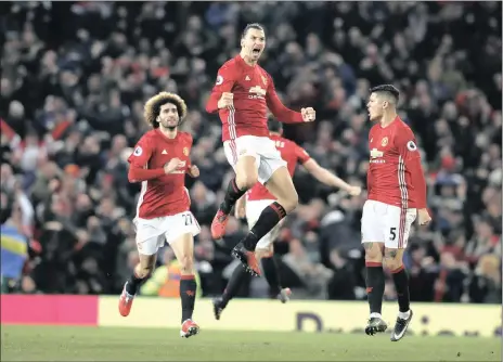  ?? Picture: PHIL NOBLE, REUTERS ?? I’M ZLATAN, AND I RULE: Manchester United’s Zlatan Ibrahimovi­c celebrates scoring the goal which earned Jose Mourinho’s team a 1-1 draw against Liverpool at home yesterday.