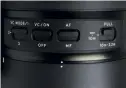  ??  ?? Both the Canon and Nikon mount versions have a fourswitch control panel for the various focusing and image stabilisat­ion settings.