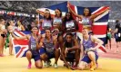  ?? Martin Rickett/PA ?? (Top row) Amber Anning, Laviai Nielsen, Ama Pipi and Nicole Yeargin took relay bronze in Budapest, as did Britain’s men’s 4x400m team (bottom row). Photograph: