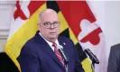  ?? ?? Larry Hogan speaks to reportes in Annapolis, Maryland. Photograph: Brian Stukes/ Getty Images