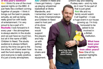  ??  ?? Bear hug: Danny with his old china Pudsey