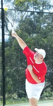  ??  ?? Brodie Wyatt sends down a serve.