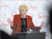  ?? SAM MORRIS/ LAS VEGAS NEWS BUREAU ?? Las Vegas Mayor Carolyn Goodman (at her State of the City address in January) said Thursday she will run for re-election — and take the ‘Welcome to Fabulous Las Vegas’ sign into the city. She was joking about the latter.