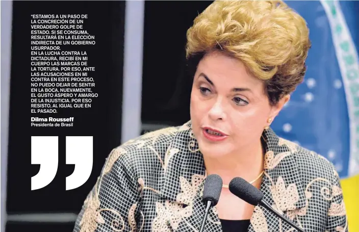  ?? AFP ?? “Lucho por la democracia, por la verdad, por la justicia. Lucho por el pueblo de mi país”, dijo Dilma Rousseff al pleno de 81 senadores, convertido­s en una especie de gran jurado.