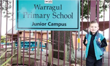  ??  ?? Below: Full of nerves and excitement for his first day of prep at Warragul Primary School is prep student Walker Sedley.