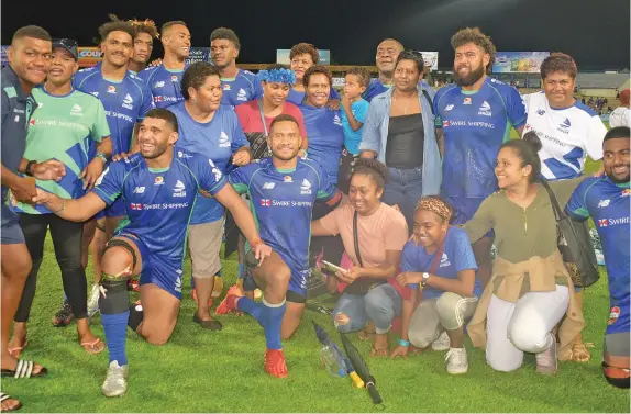  ?? Photo: Ronald Kumar ?? Swire Shipping Fijian Drua players and supporters after their Super Rugby Pacific clash against the Highlander­s at the ANZ Stadium, Suva, on April 30, 2022. The huge turnout has promoted Fiji Rugby to negotiate with Australia to stage a Super W match here next year.