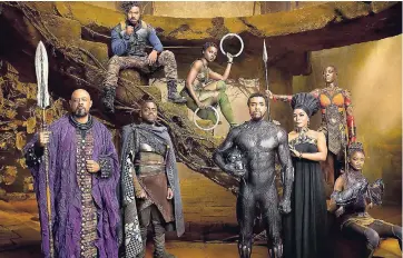  ??  ?? Cast members in ‘Black Panther’. Breaking the Twitter record for 2018, Marvel Studios’ ‘Black Panther’ has stockpiled more than five million tweets and growing, on the film’s official social platform and is said to be the first mega budget film with an...