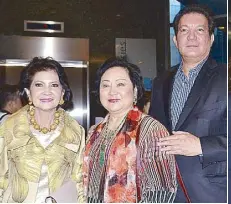  ??  ?? Rustan’s chairman Nedy Tantoco is flanked by Criselda Lontok and Patrick Jacinto.