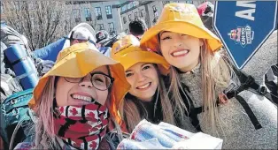  ?? SUBMITTED PHOTO ?? Memorial University biology students Laura Fillier (right) of Corner Brook, Myranda Bursey of Hare Bay (left) and Cassidy Welsh of Mount Pearl were one of three Canadian teams that took part in the internatio­nal Red Bull Can You Make It competitio­n in...