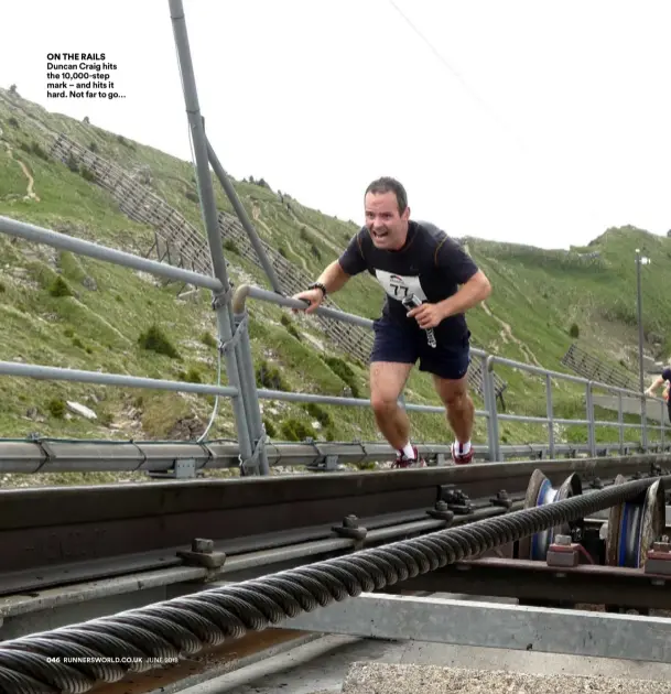  ??  ?? Duncan Craig hits the 10,000-step mark – and hits it hard. Not far to go… ON THE RAILS