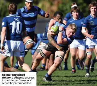  ?? ?? Segner captained
Nelson College to success in the internal Crusaders’ schoolboys competitio­n.