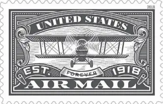  ??  ?? The U.S. Postal Service issued a stamp to commemorat­e the 100th anniversar­y of the first airmail flight.