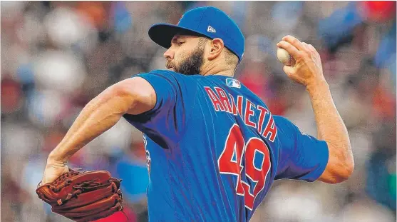  ?? | JASON O. WATSON/ GETTY IMAGES ?? Cubs right- hander Jake Arrieta and Dodgers righty Yu Darvish will set the market for free- agent starting pitchers in the offseason.