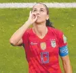  ??  ?? TEA TIME: Alex Morgan after scoring against England.