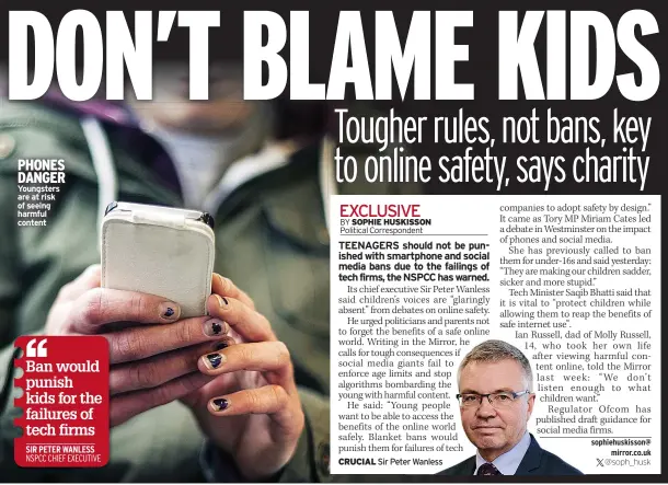  ?? ?? PHONES DANGER Youngsters are at risk of seeing harmful content