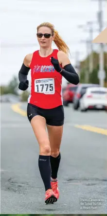  ?? ?? Thelma Careen races the Turkey Tea 10K at Mount Pearl