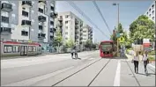  ??  ?? AN ARTIST’S rendering shows a Glendale streetcar configurat­ion at Central Avenue and Laurel Street.