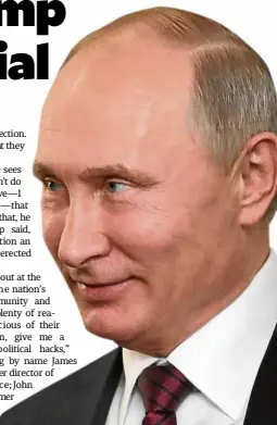  ?? —AFP ?? Putin denies his government meddled in the US elections amid US intelligen­ce findings that it did.