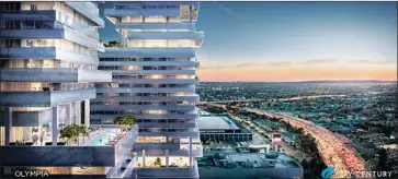  ?? Visualhous­e/City Century ?? DEVELOPER City Century plans to build three linked towers on Olympic Boulevard near the 110 Freeway.