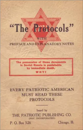  ?? COURTESY PHOTO ?? A copy of the infamous known forgery, the so-called Protocols of Zion.
