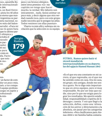  ??  ?? Sergio Ramos 179 partidos Marta Torrejón partidos 90