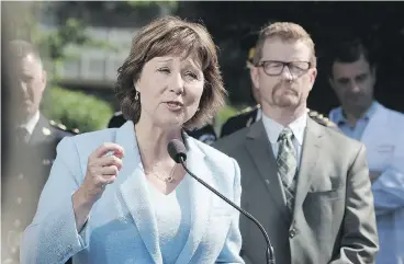  ?? NICK PROCAYLO / PNG ?? B.C. Premier Christy Clark announced the formation of a joint task force to combat a rise in illicit-drug overdoses. Recent statistics show there has been a 74 per cent increase in overdose deaths in B.C. compared to last year.