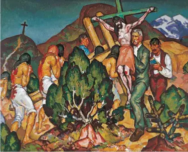  ??  ?? William Penhallow Henderson (1877-1943), Holy Week in New Mexico, 1919, oil on panel, 31½ x 39½”. New Mexico Museum of Art. Gift of Mrs. Edgar L. Rossin, 1952 (83.23P). Photo by Blair Clark.