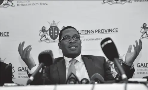  ?? PHOTO: MOTSHWARI MOFOKENG ?? Gauteng Education MEC Panyaza Lesufi has shown great leadership regarding the implementa­tion of technology in the education sector by establishi­ng an online registrati­on platform and introducin­g education technology devices for schools.