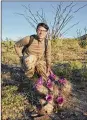  ?? CONTRIBUTE­D ?? OSU ecologist Ryan McCarthy with a beavertail prickly pear cactus in Joshua Tree National Park.