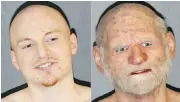  ?? BARNSTABLE POLICE ?? Police say Shaun Miller, a fugitive since April, disguised himself as an elderly man to evade capture by officials.