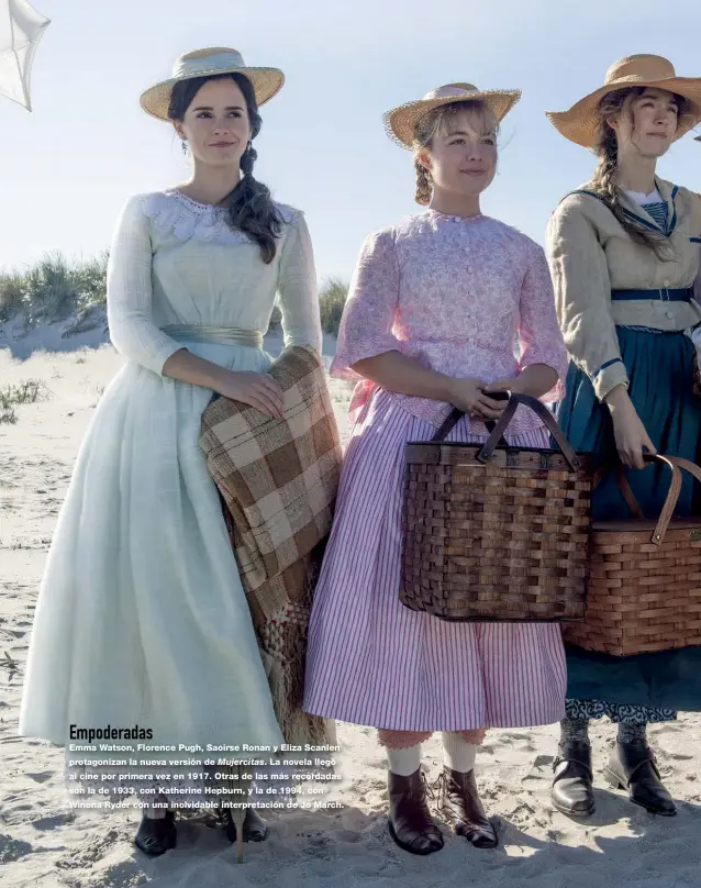  ??  ?? Emma Watson, Florence Pugh, Saoirse Ronan y Eliza Scanlen protagoniz­an la nueva versión de Mujercitas. La novela llegó al cine por primera vez en 1917. Otras de las más recordadas son la de 1933, con Katherine Hepburn, y la de 1994, con Winona Ryder con una inolvidabl­e interpreta­ción de Jo March.