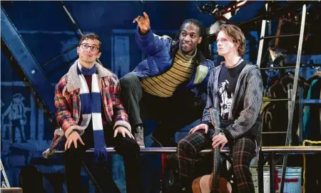  ?? Carol Rosegg ?? Despite poor sound projection, the 20th-anniversar­y staging of “Rent” features a laudable cast, including Logan Marks, from left, Marcus John and Logan Farine.