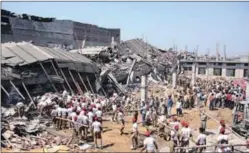  ?? HT FILE PHOTO ?? The collapsed factory in Jalandhar in April 2012 that claimed 23 lives.