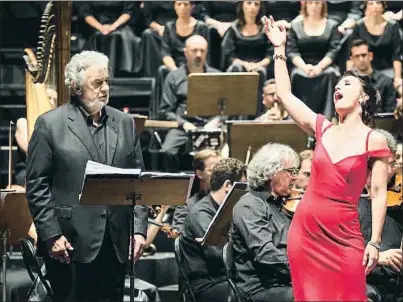  ?? PERE DURAN / NORD MEDIA ?? Plácido Domingo y Ermonela Jaho, anoche en el Festival de Peralada