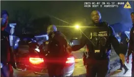  ?? CITY OF MEMPHIS VIA AP ?? Police officers talk after a brutal police attack on Tyre Nichols on Jan. 7in Memphis, Tenn. Nichols died on Jan. 10.