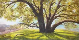  ??  ?? Under the Oak, oil on canvas, 16 x 40"