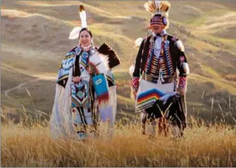  ?? Photo contribute­d ?? Torry Eagle Speaker (left) and Punky Daniels (right) dance on the coulees at Lethbridge College.