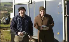  ??  ?? Eddie Cumisky and Jim Breslin at the Bray Hunt point-to-point at Fairwood Park, Tinahely.