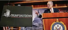  ?? FOTO: REUTERS ?? Senator Chuck Schumer (Demokraten) während einer Pressekonf­erenz nach den gescheiter­ten Haushaltsv­erhandlung­en im US-Kongress.