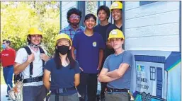  ?? ELIZABETH MARIE HIMCHAK U-T COMMUNITY PRESS ?? Some of the Poway Unified students who participat­ed in the CTE Builders Bootcamp workshop stand with the tiny house they built.