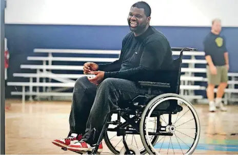  ?? [PHOTOS BY SARAH PHIPPS, THE OKLAHOMAN] ?? Although he cannot play basketball anymore, Auri Allen said the sport has saved his life. The Oklahoma City resident, once a big time prospect and nicknamed ‘Baby Shaq’, is now a youth coach.